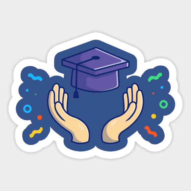 Graduation Hat, Hands And Confetti Cartoon Sticker by Catalyst Labs